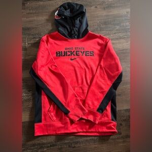 Ohio State Buckeyes Black And Red Nike Therma Fit Hoodie Sweatshirt Mens M